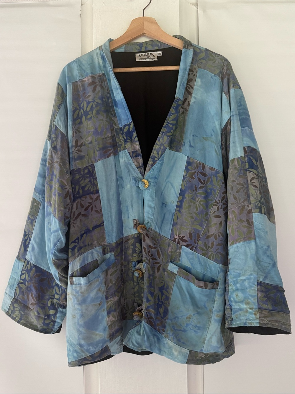 vintage Iguana Worldly Clothing patchwork silk kimono jacket One Size